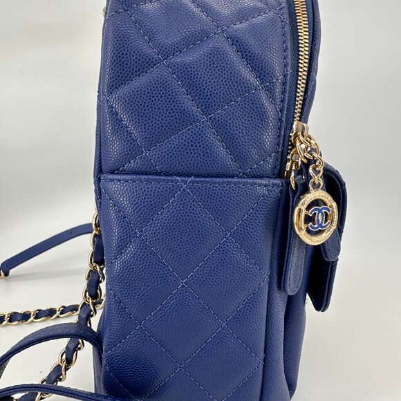 Chanel Caviar Quilted Large CC Day Backpack Blue main image 13